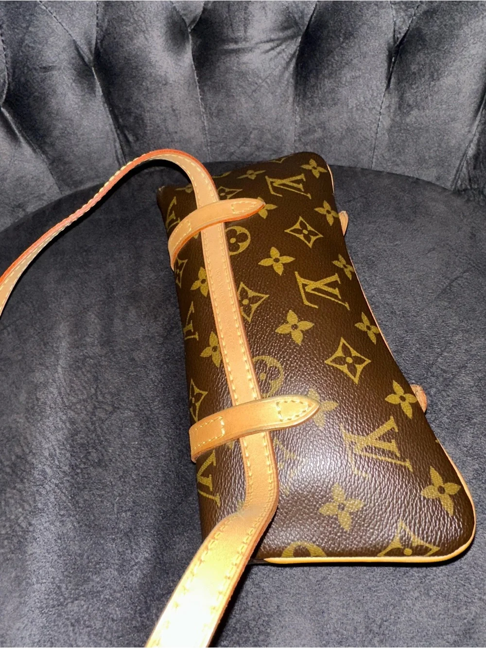Louis Vuitton Marelle Monogram Canvas Hip Bag / Clutch with Tan Leather Trim